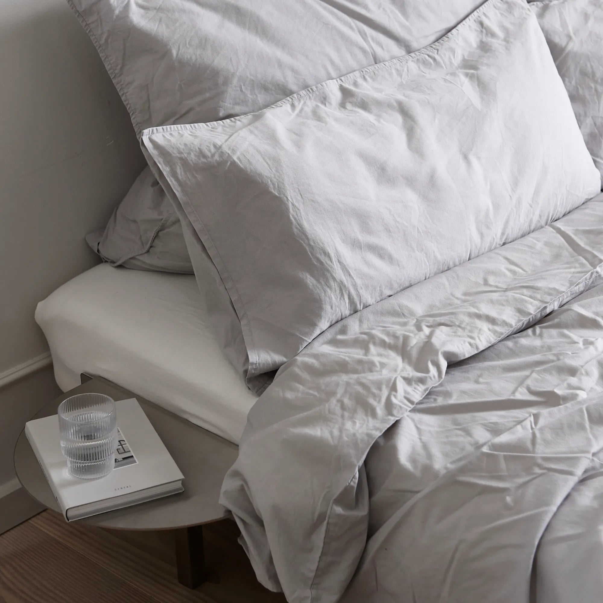 Sleek and modern Stainless Steel Bed frame with integrated nightstands and integrated lighting