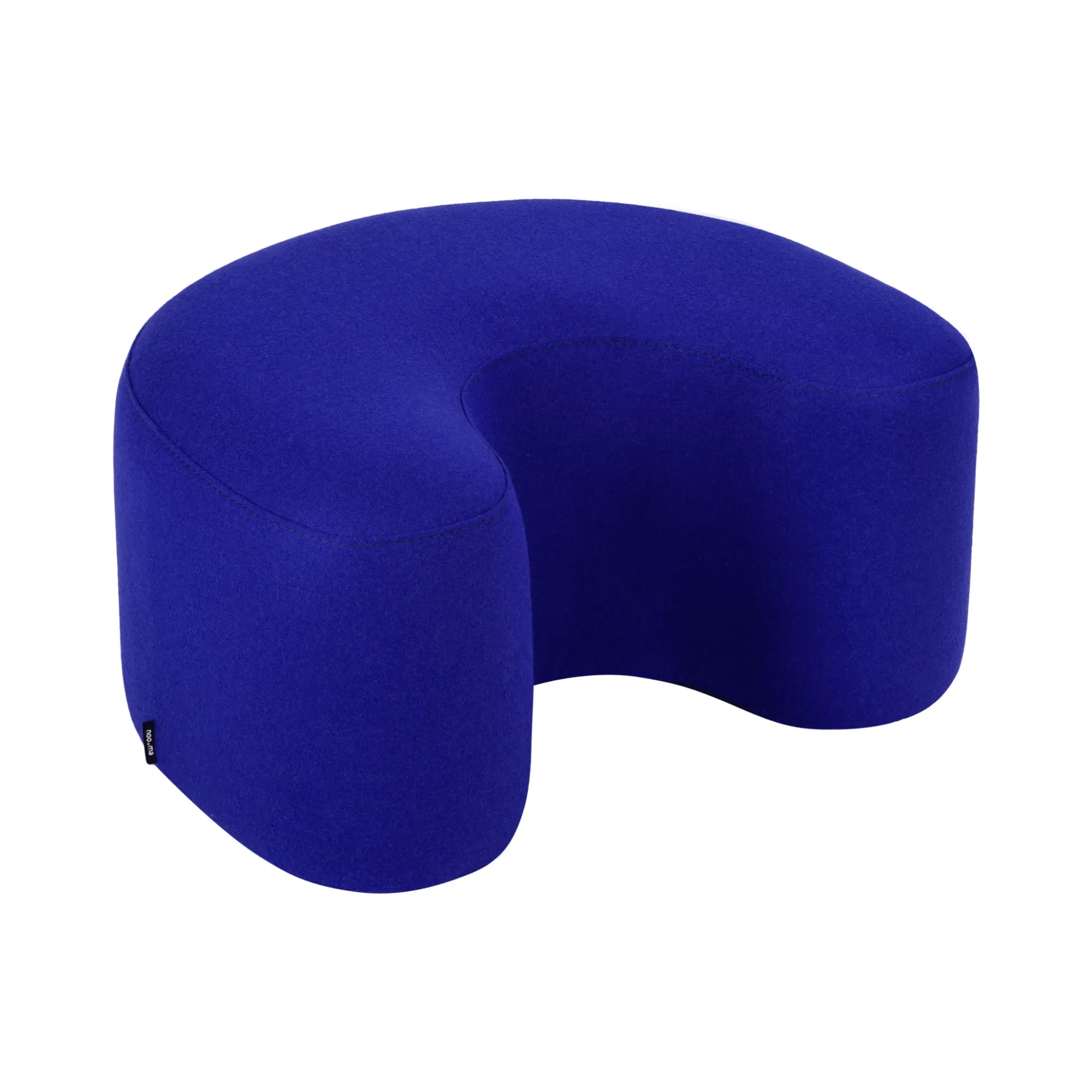 Side view of Ü Pouf in light beige, highlighting its sturdy construction