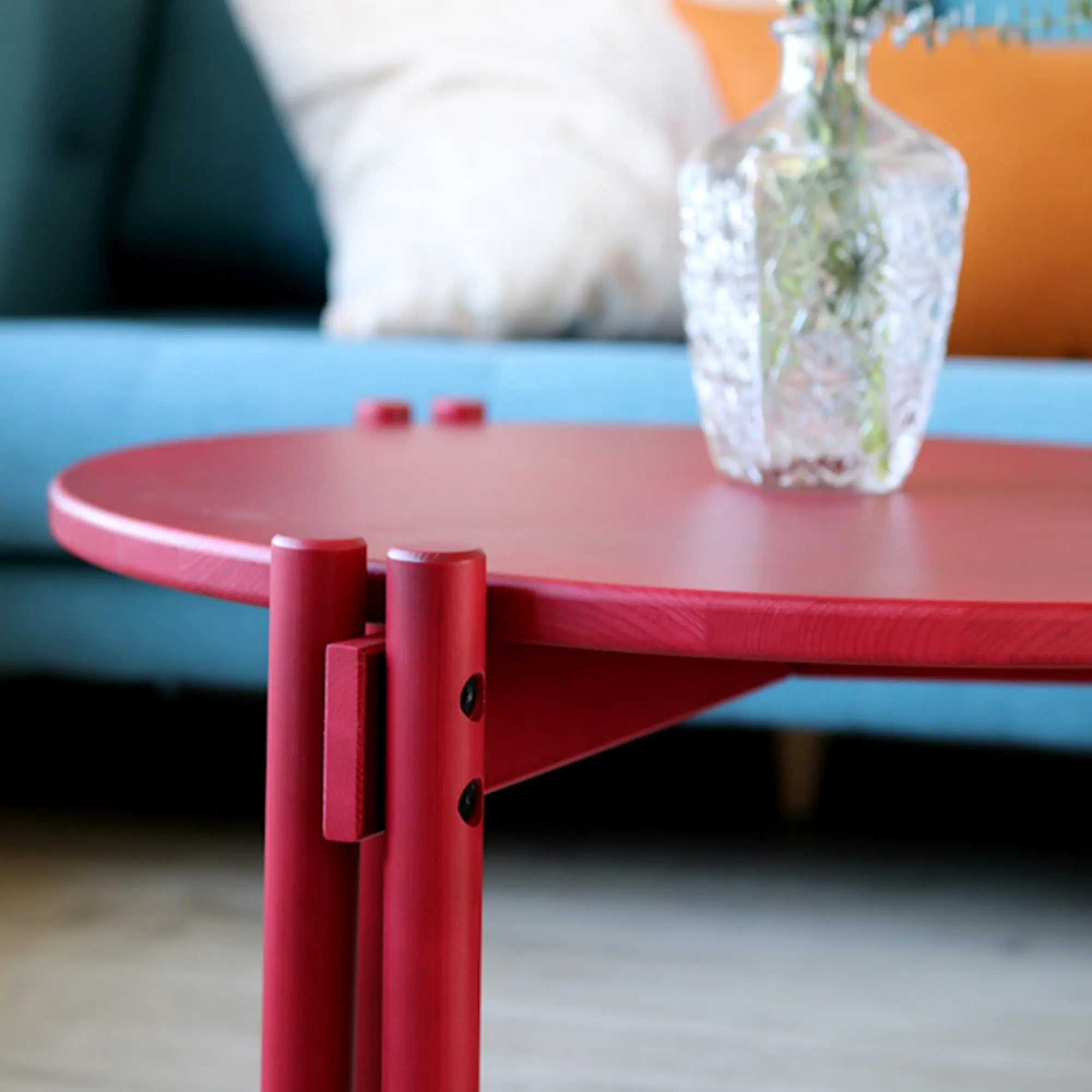 Close-up of the smooth and polished surface of the table top