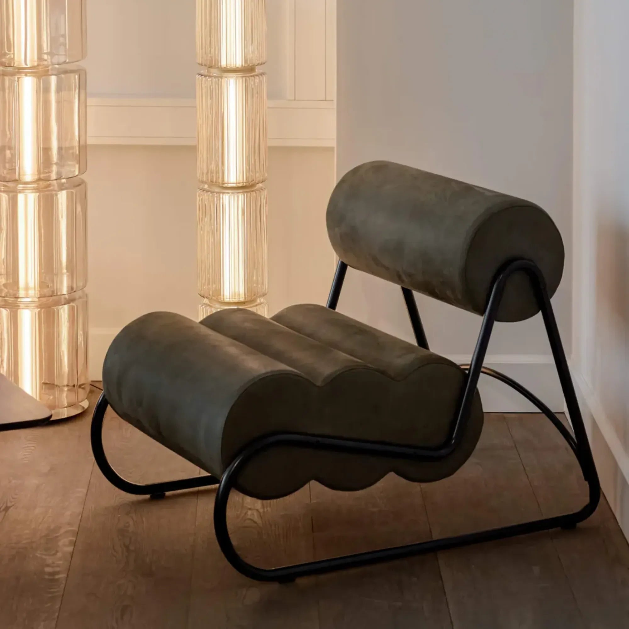 Fave Footstool in a chic and contemporary office space, adding a pop of color