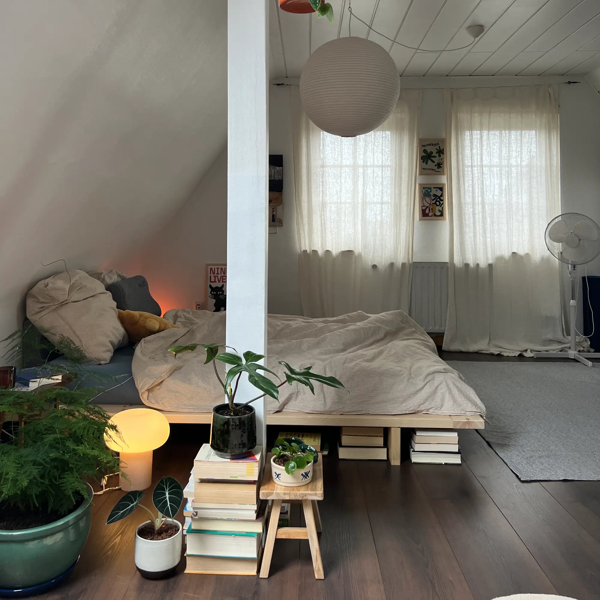 Handcrafted Japan Bed made from raw, natural materials for a rustic and authentic look and feel, perfect for a minimalist and serene bedroom decor