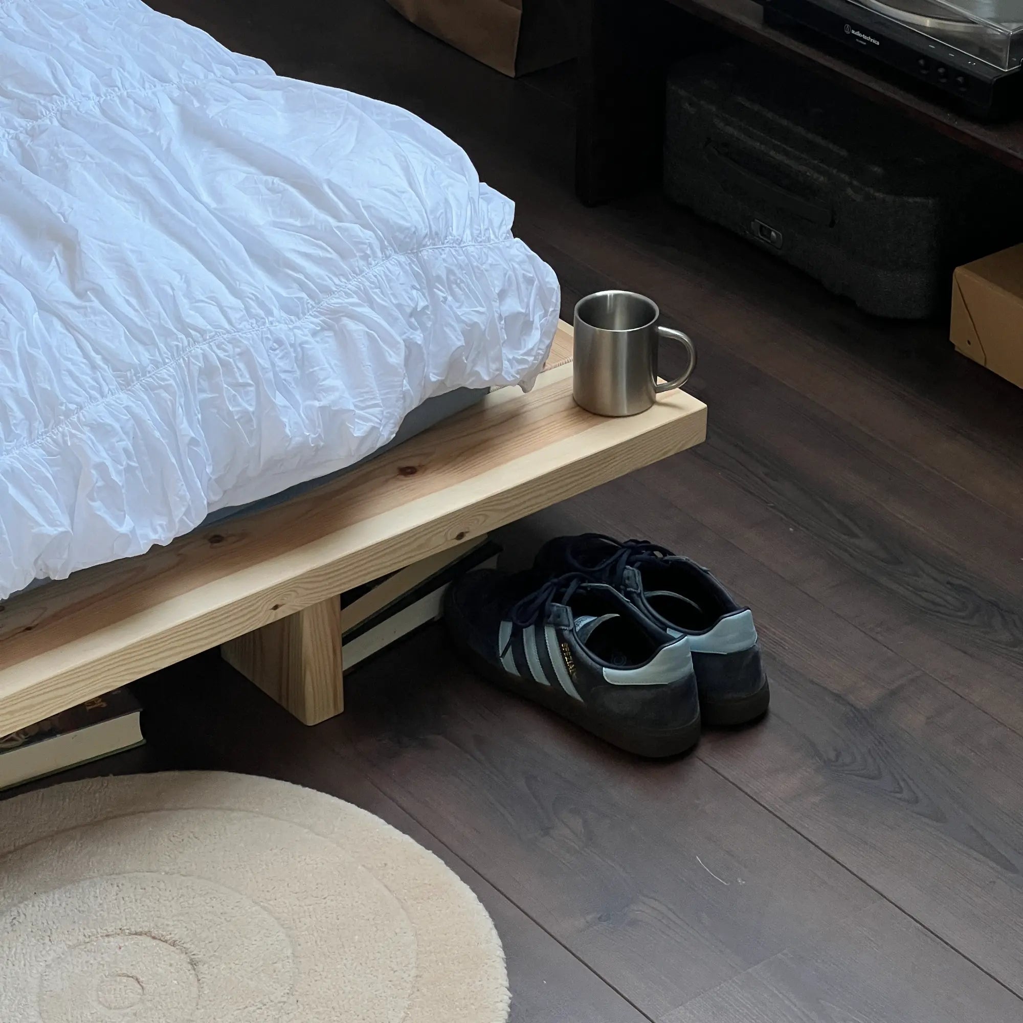 Beautifully crafted Japan Bed in its raw natural state, made from high-quality materials for a comfortable and stylish bedroom