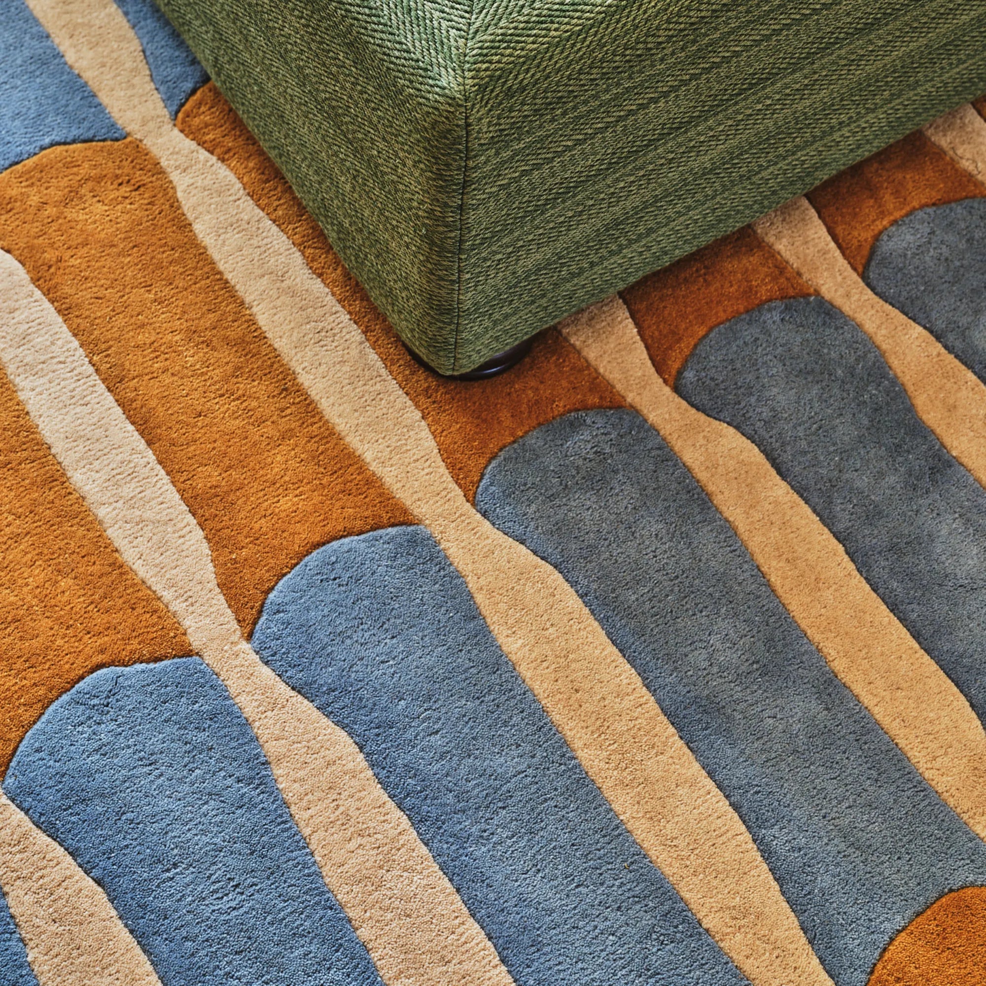 Close-up of Bamboo Forest Wool Rug showing the soft and plush texture