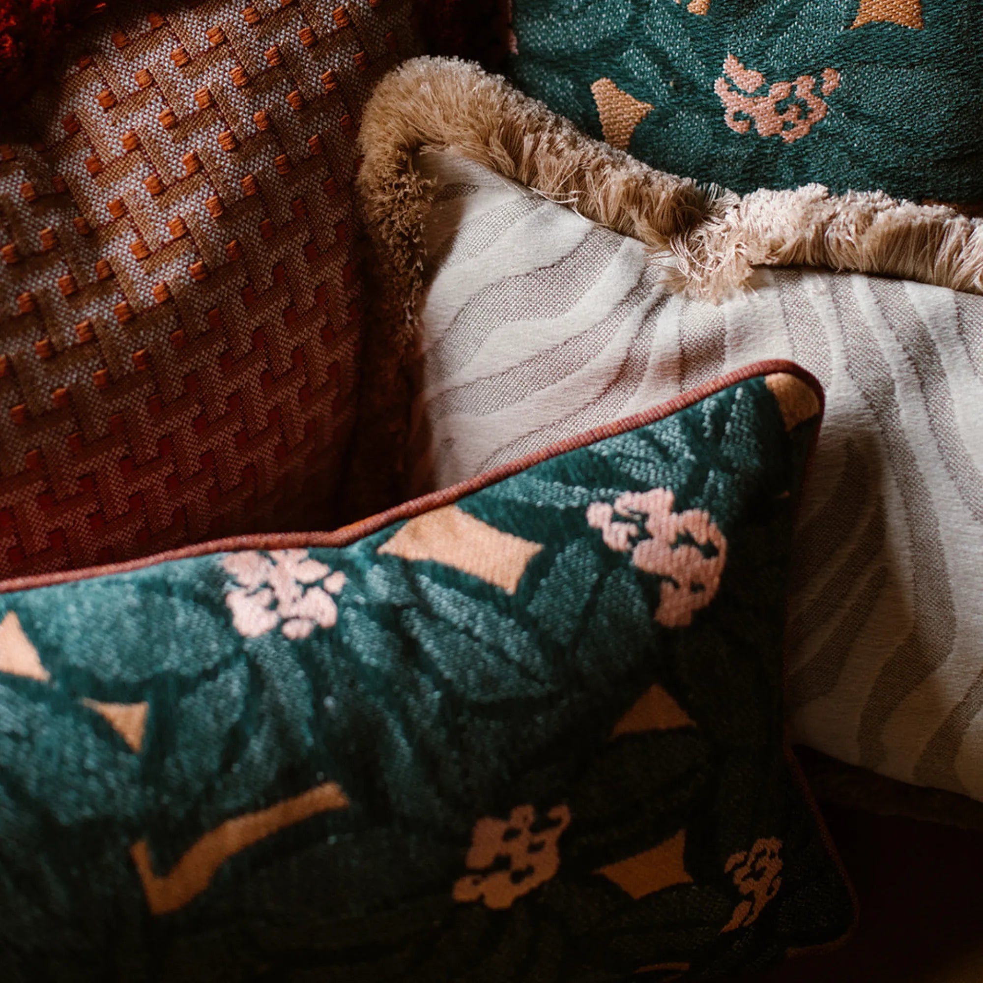 Amina Cushion with Frills displayed on a sofa, creating a cozy and inviting atmosphere