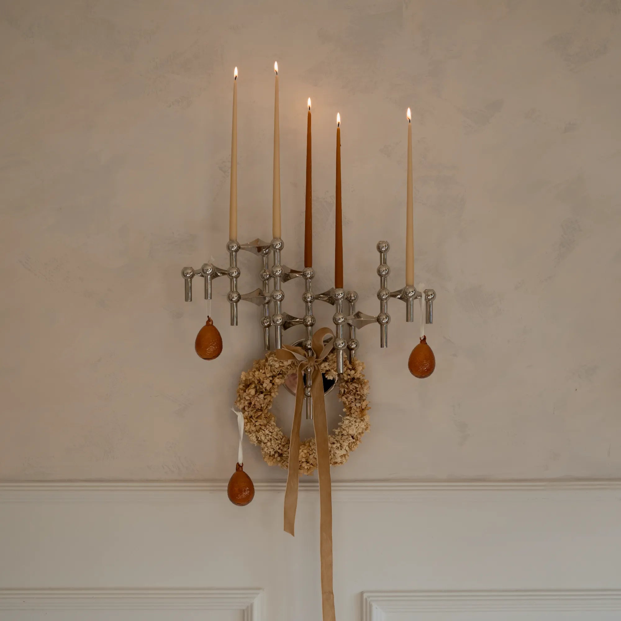 Wall Hanger Candle Holder - Chrome - Configuration 3 - THAT COOL LIVING