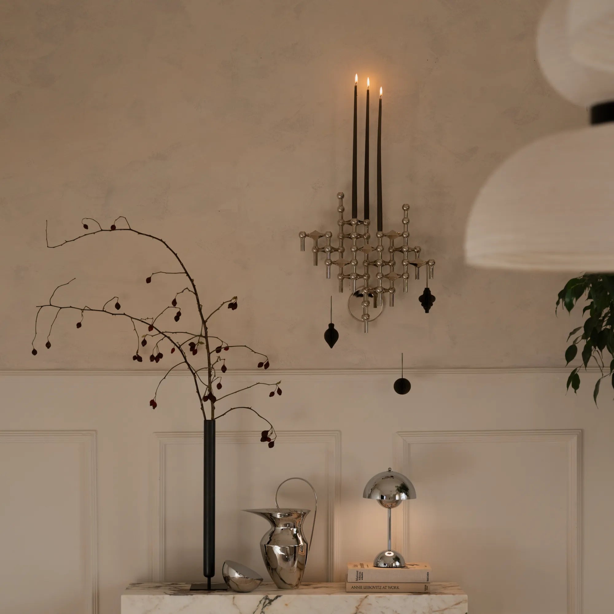 Wall Hanger Candle Holder - Chrome - Configuration 3 - THAT COOL LIVING