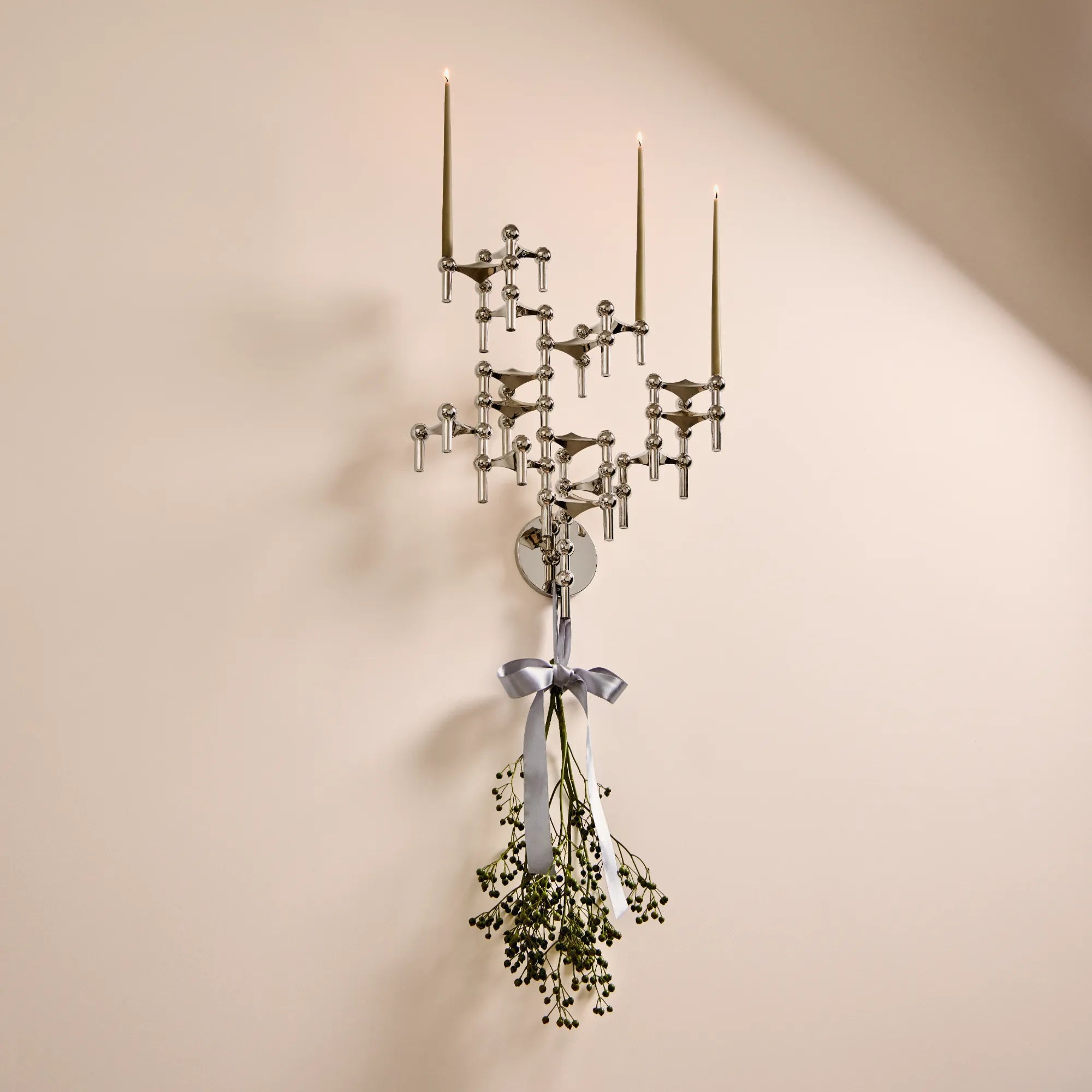Wall Hanger Candle Holder - Chrome - Configuration 3 - THAT COOL LIVING