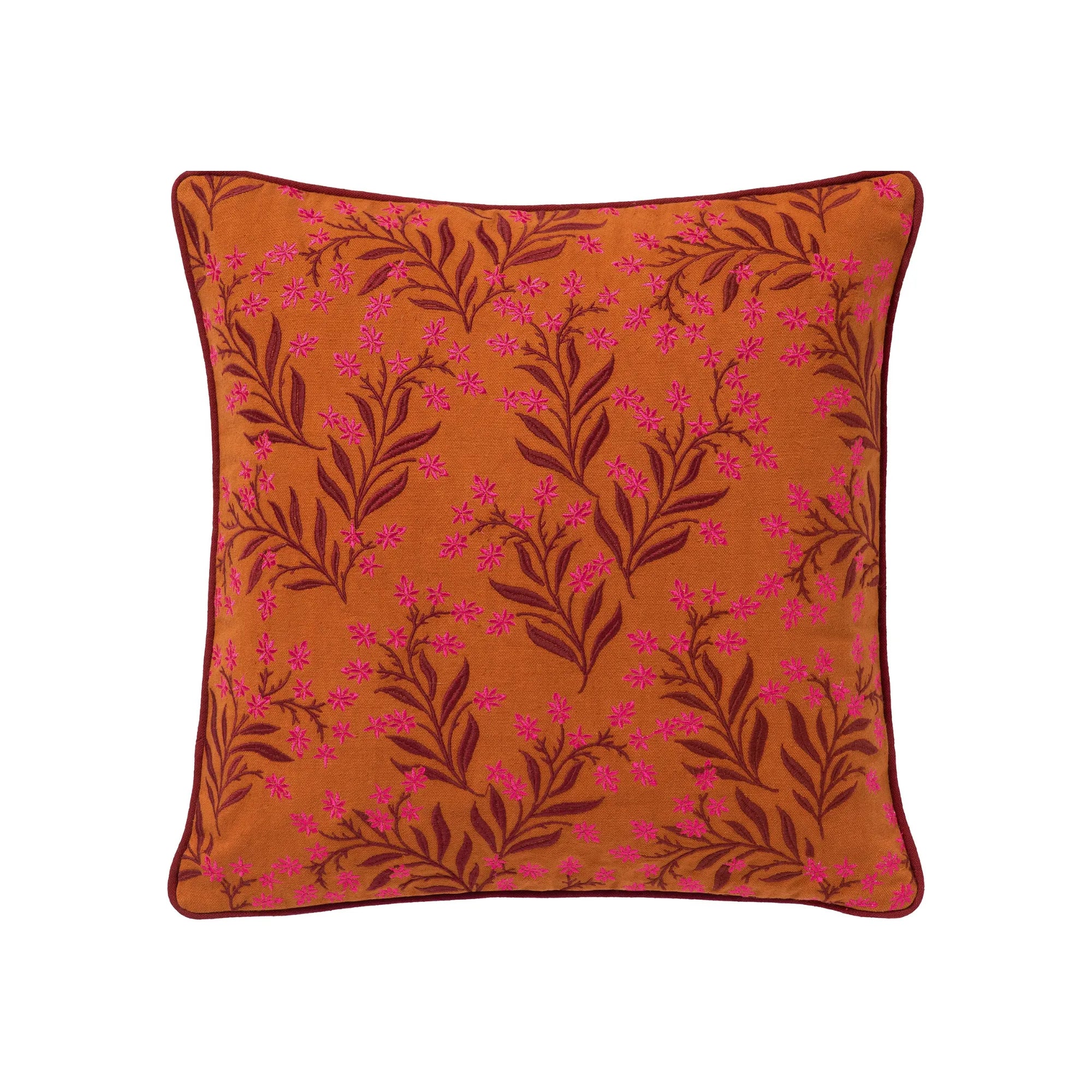 Beautiful Audrey Cushion Cover in soft pink with floral embroidery
