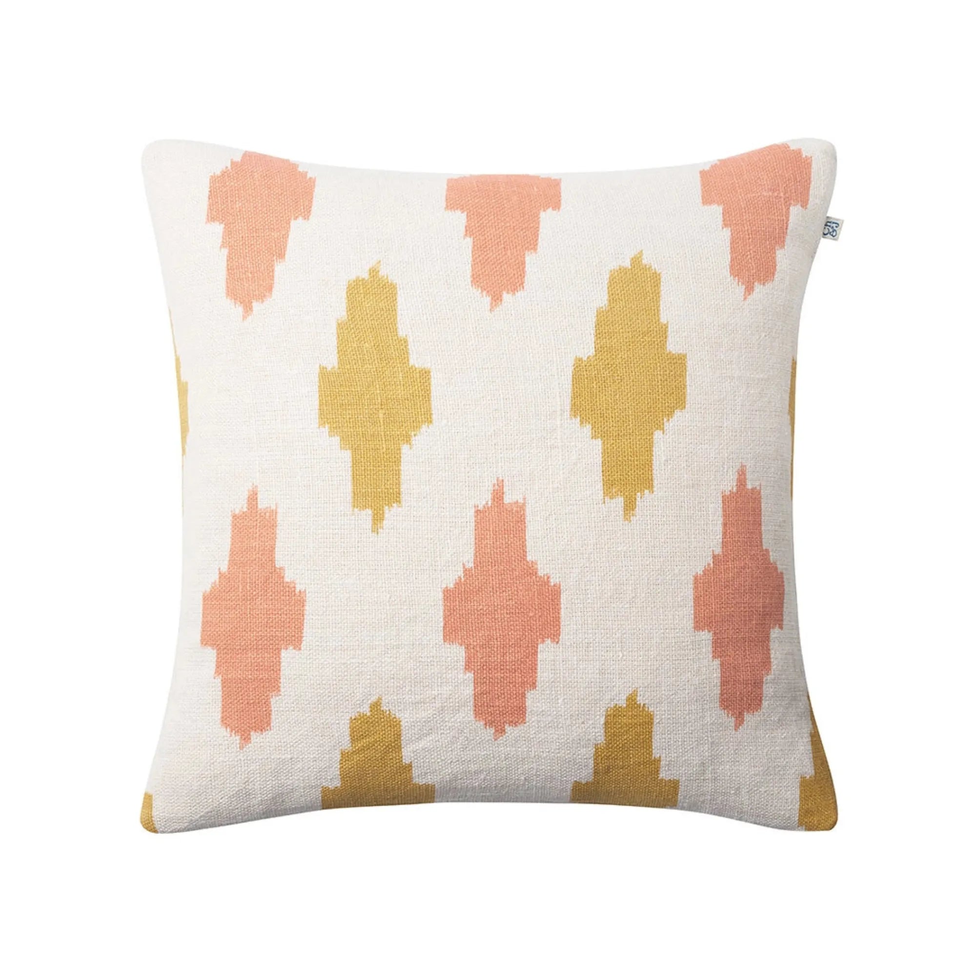 Ikat Agra Cushion Pillow - Off White/Rose/Spicy Yellow - THAT COOL LIVING