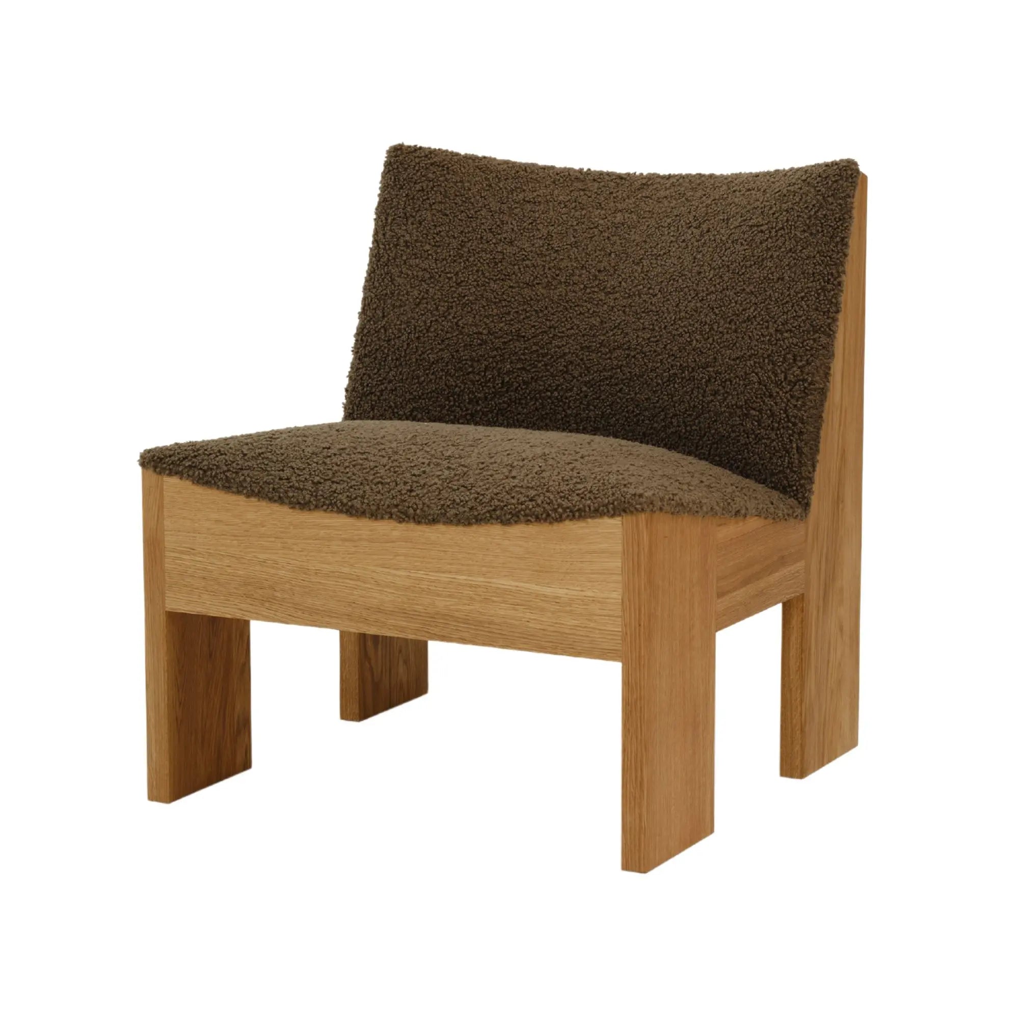 Tenon Armchair in modern grey fabric with sleek metal legs