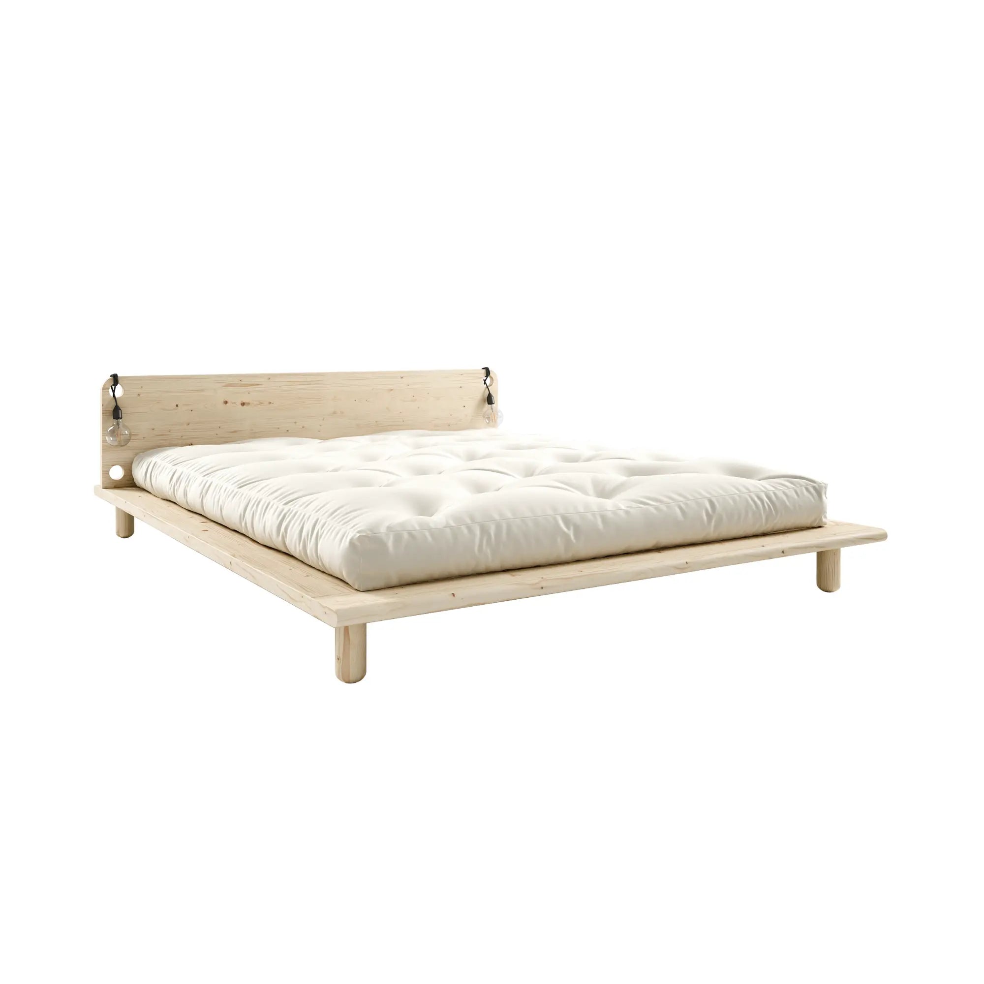 Modern and stylish Peek Bed with upholstered headboard and wooden frame
