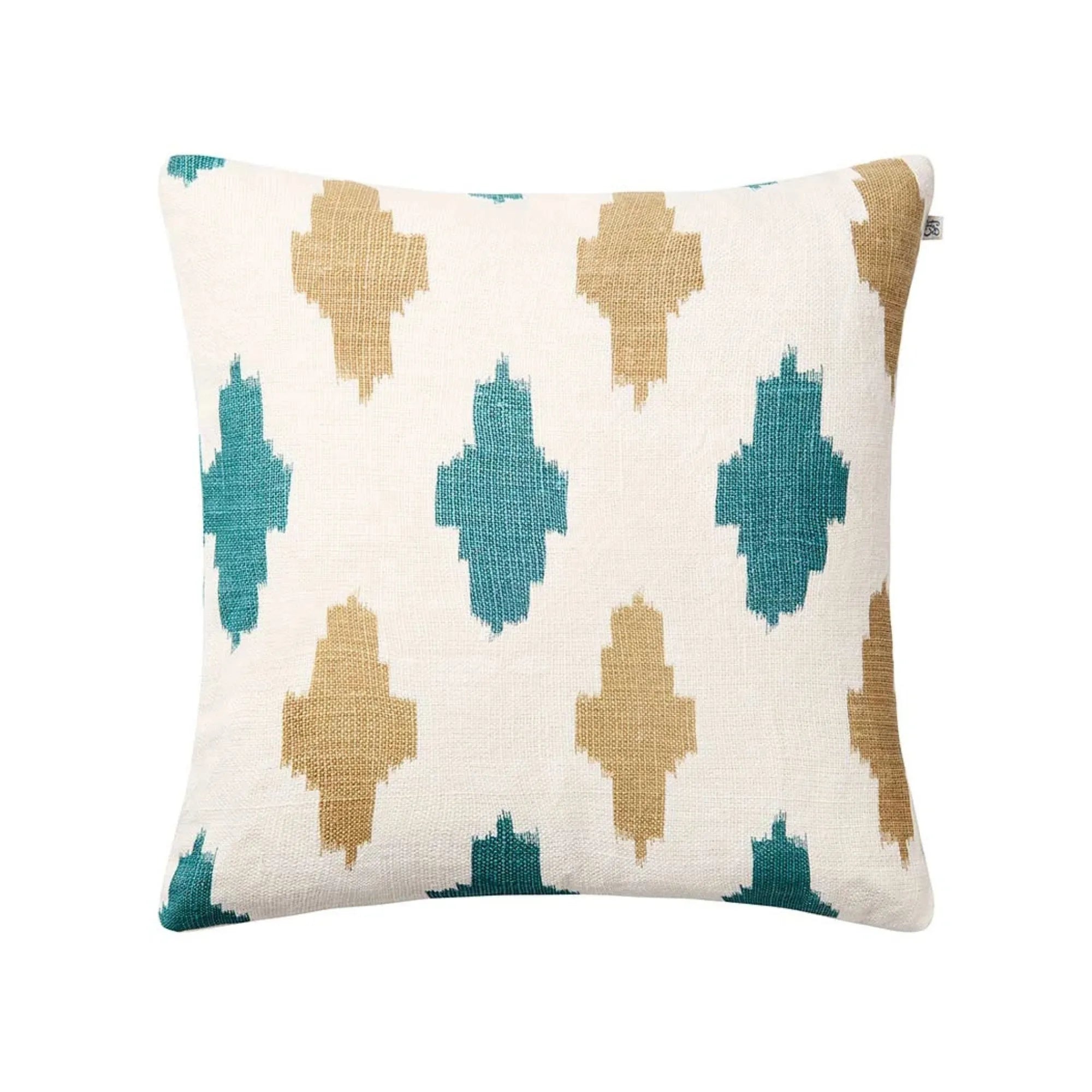 Ikat Agra Cushion Pillow - Off White/Heaven Blue/Khaki - THAT COOL LIVING