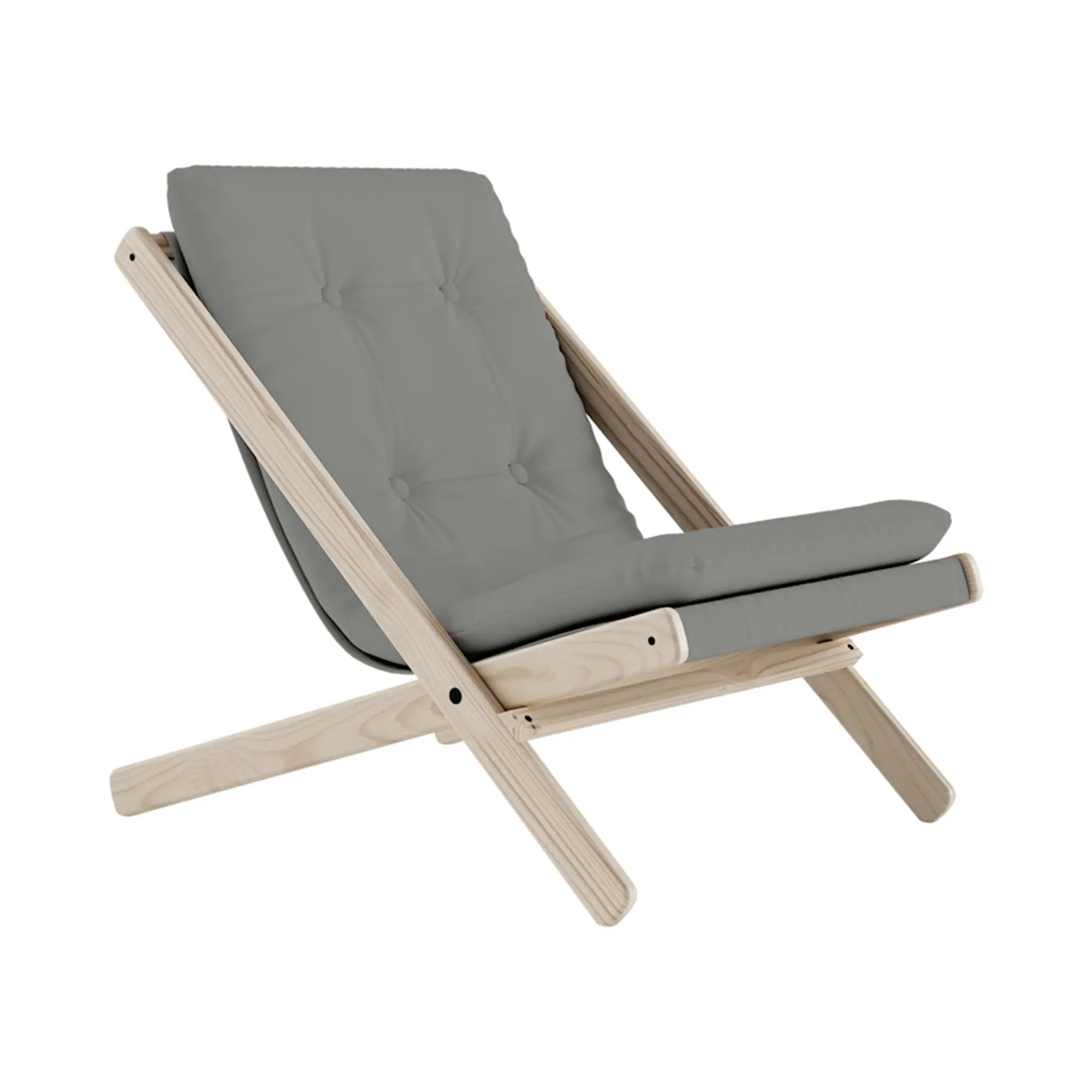 Durable Boogie Futon Chair in navy blue fabric with heavy-duty nylon base