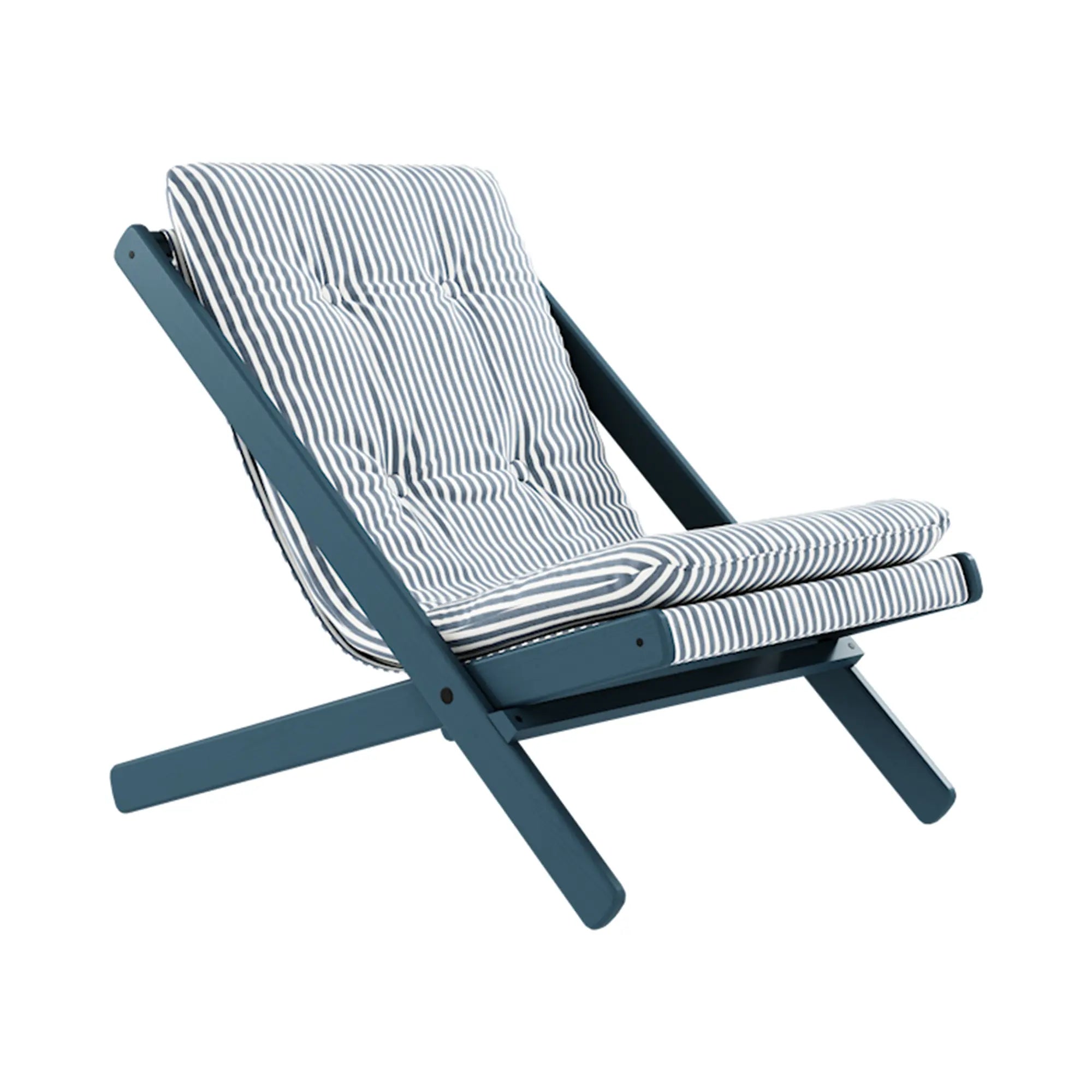 Premium Boogie Futon Chair in sapphire fabric with high-end materials and construction