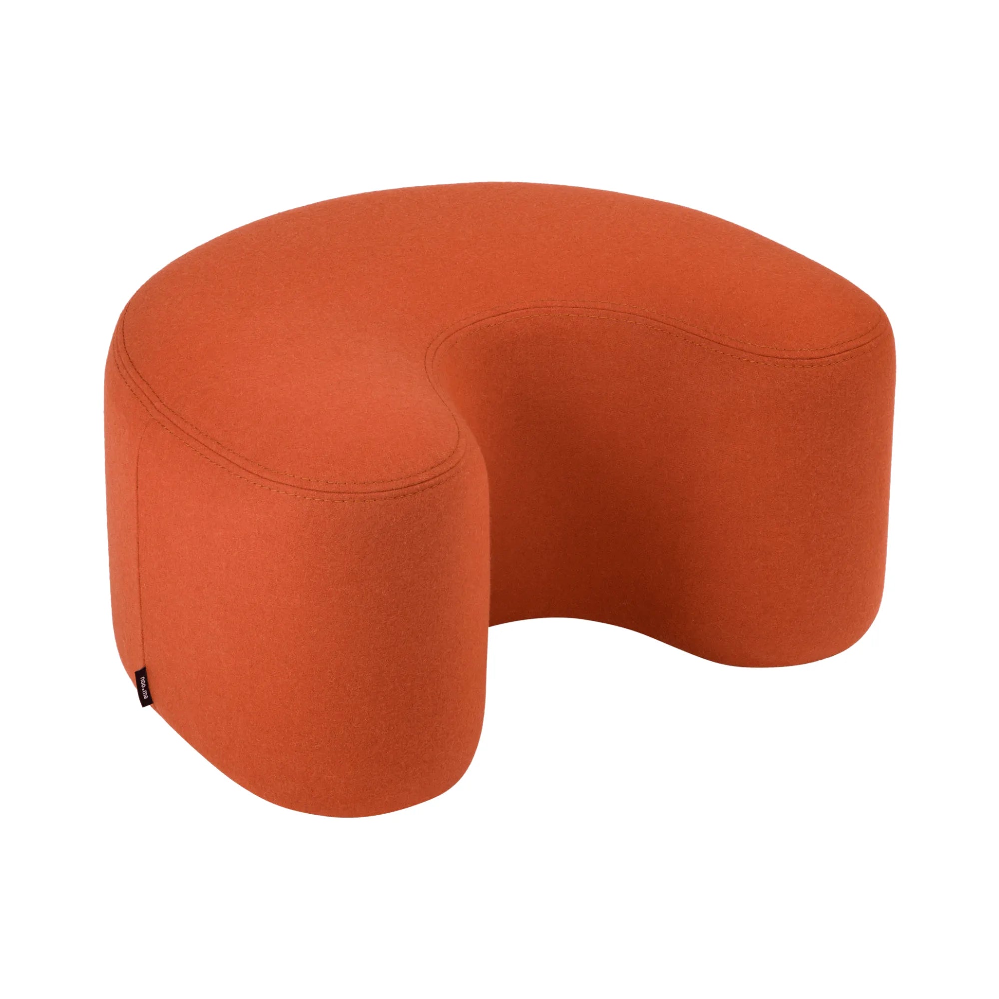 Ü Pouf in natural jute color, round shape, with woven texture
