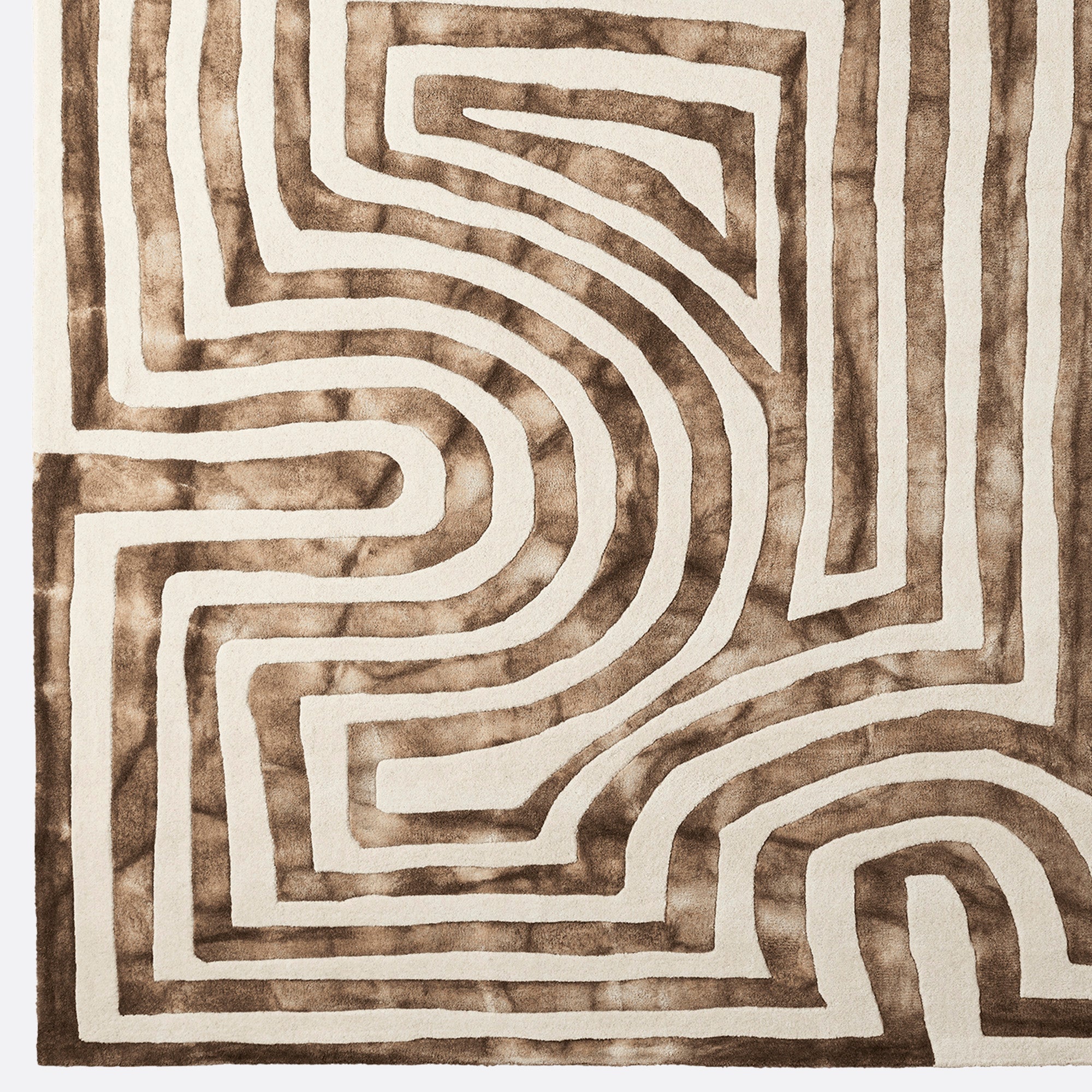 Psychedelic Labyrinth Beige Dip Dye Rug - THAT COOL LIVING