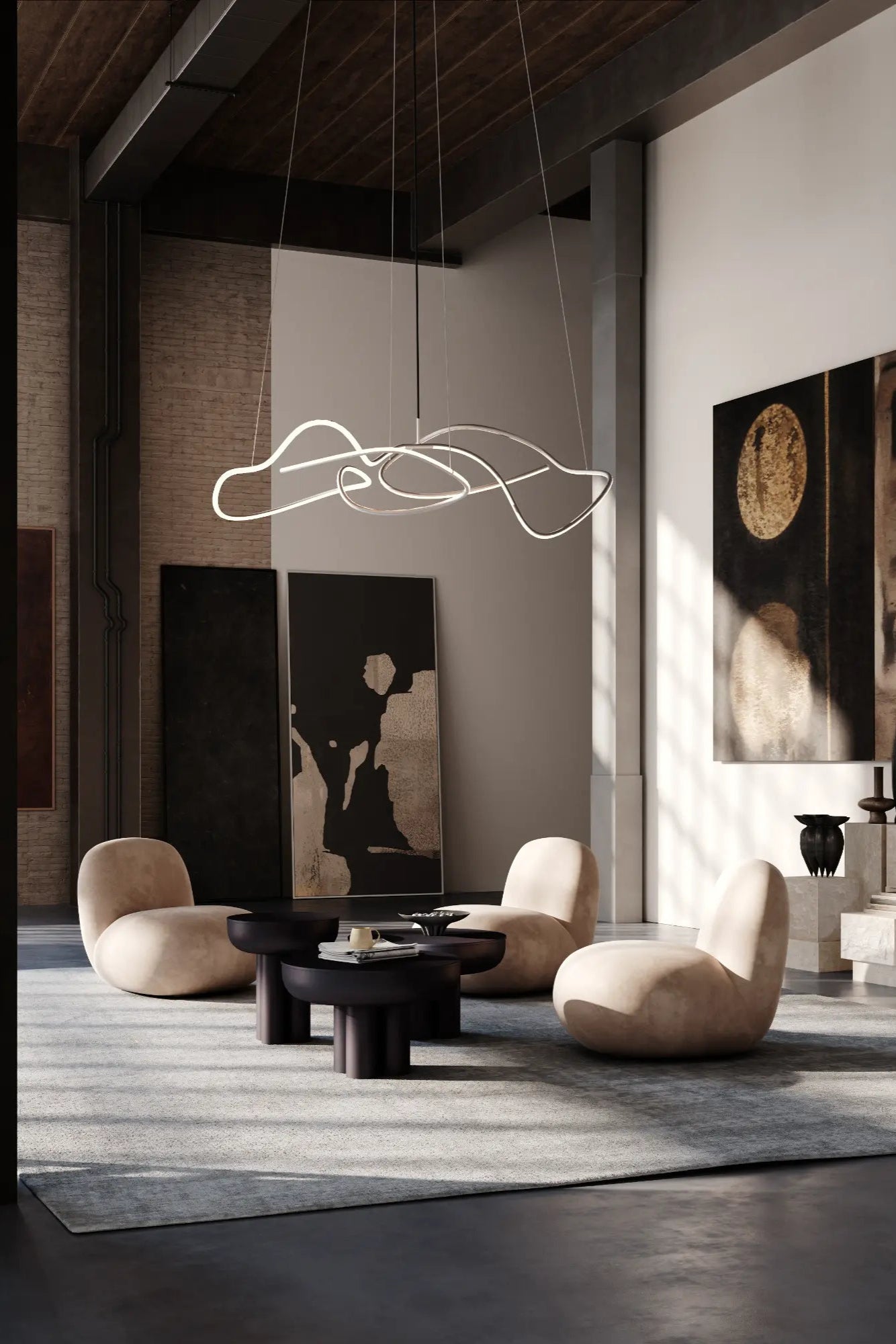  Sleek and stylish chrome ghost chandelier with unique floating design