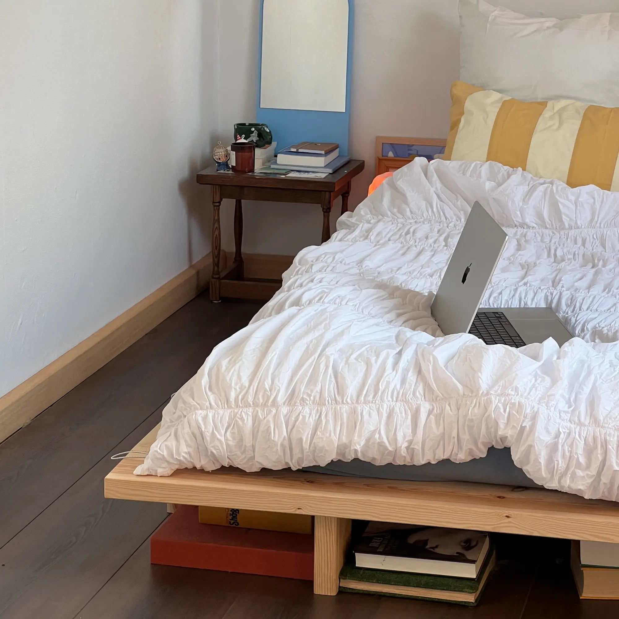Handcrafted Japan Bed made from raw, natural materials for a minimalist, Japanese-inspired bedroom decor