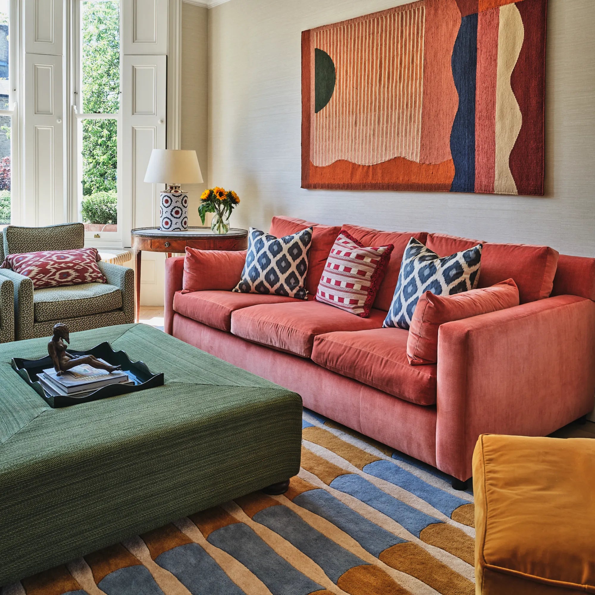High-quality wool rug with a calming and natural bamboo motif