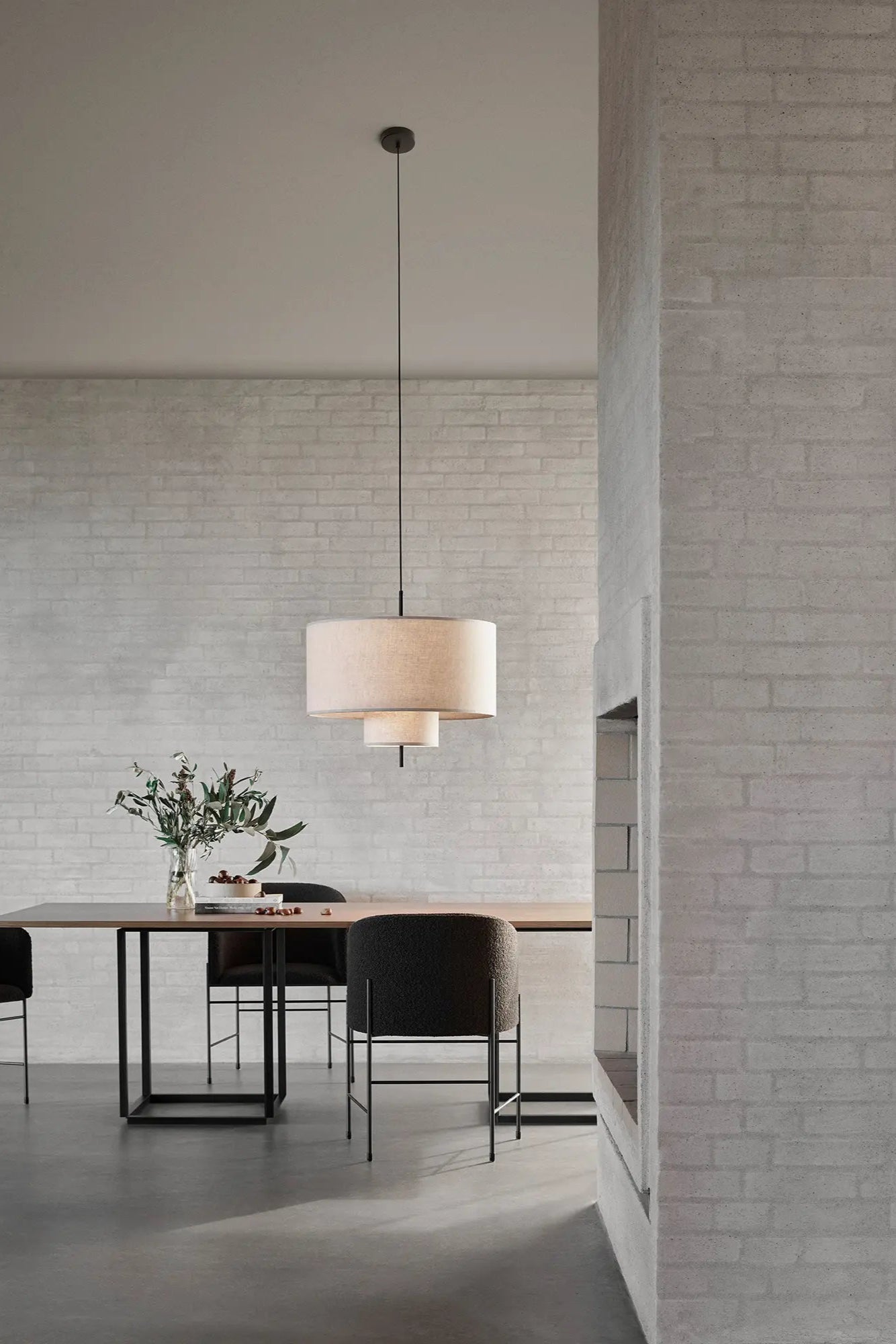 Artistic hanging lamp with brass frame and frosted glass globe shade