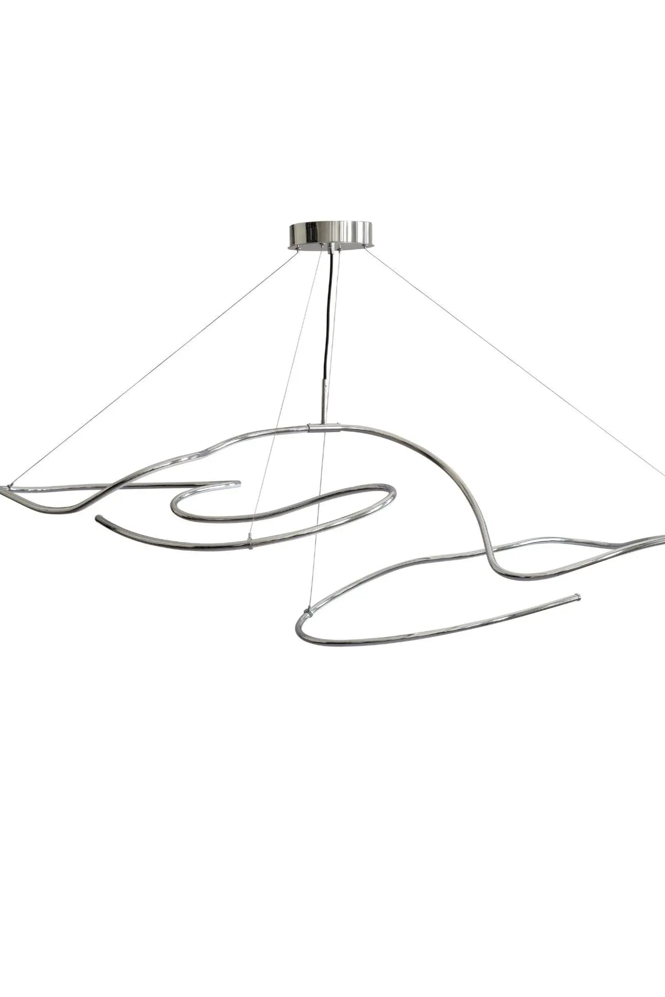  Glamorous chrome ghost chandelier with cascading crystal droplets and ambient lighting