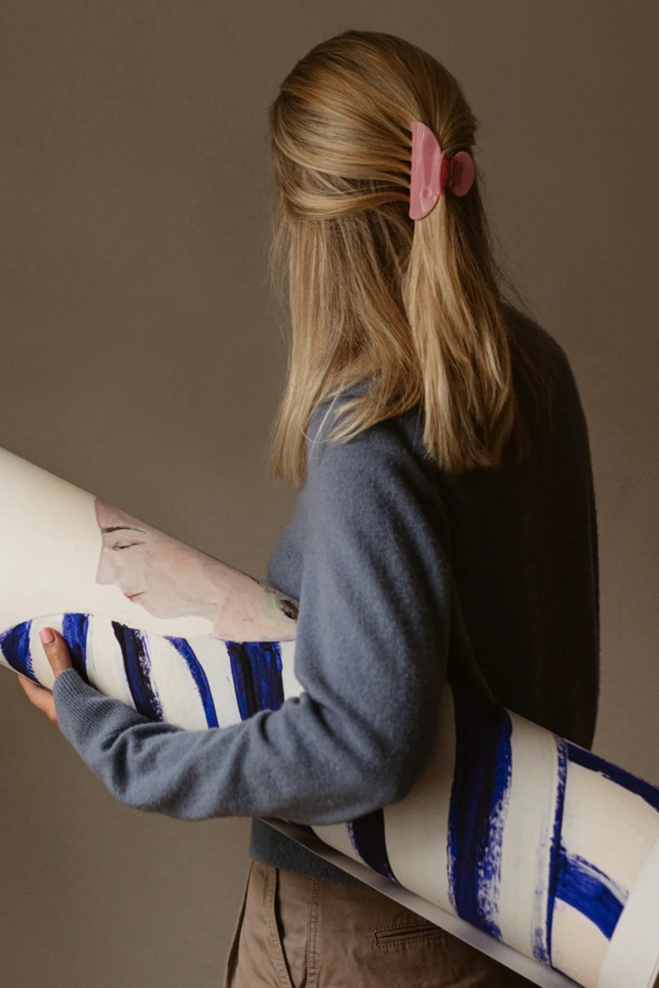  High-quality blue and white striped material showcasing the Concorde aircraft 