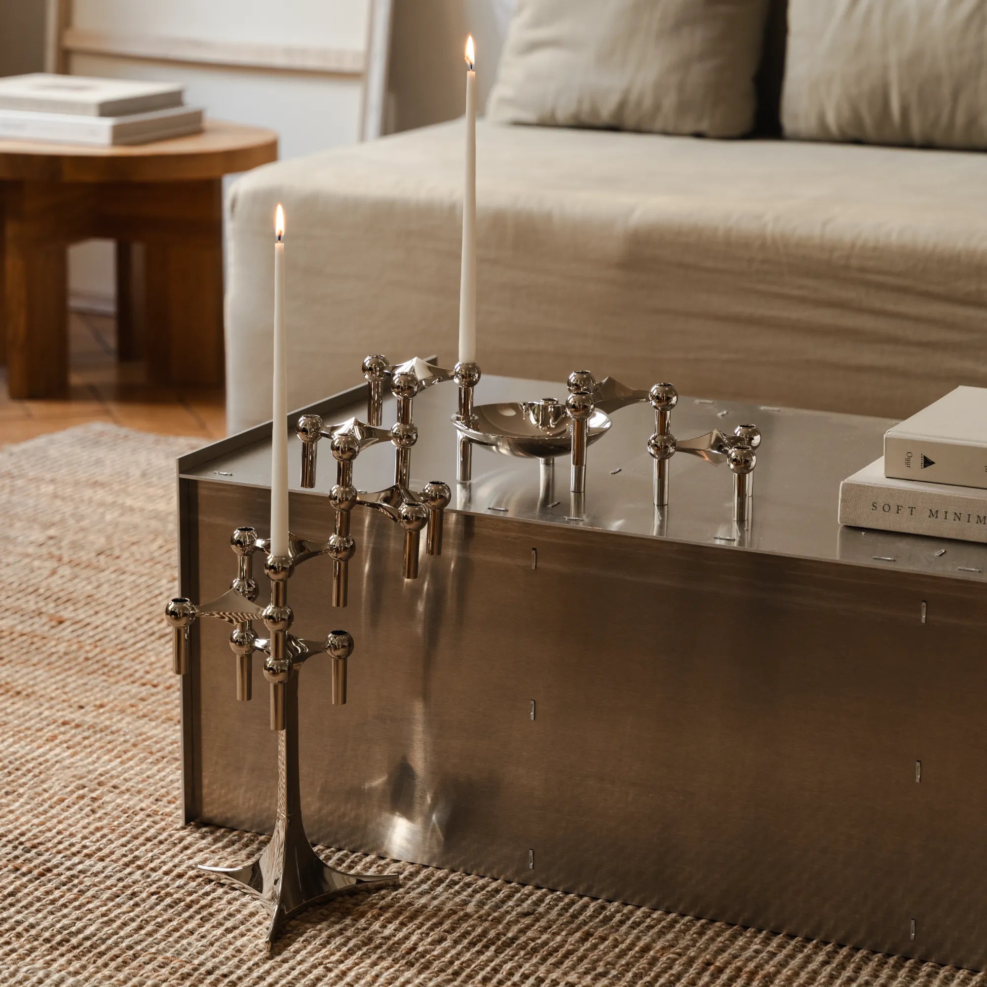 Candle Holder Bowl made of glass and metal, with intricate design