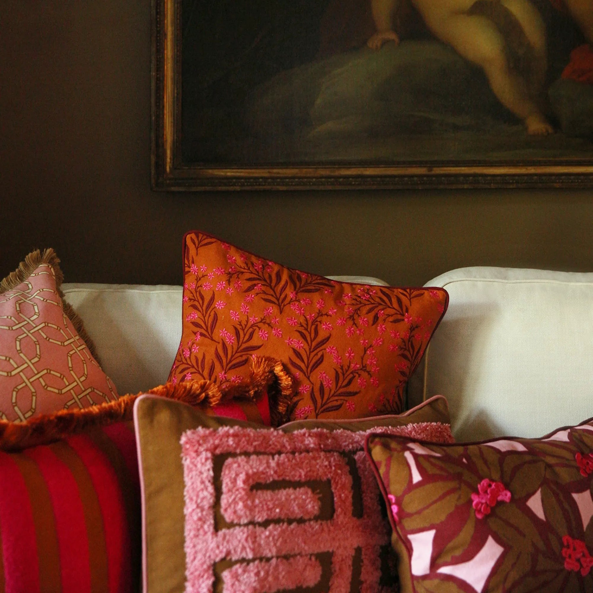  Sophisticated Audrey Cushion Cover in champagne with intricate lace detail
