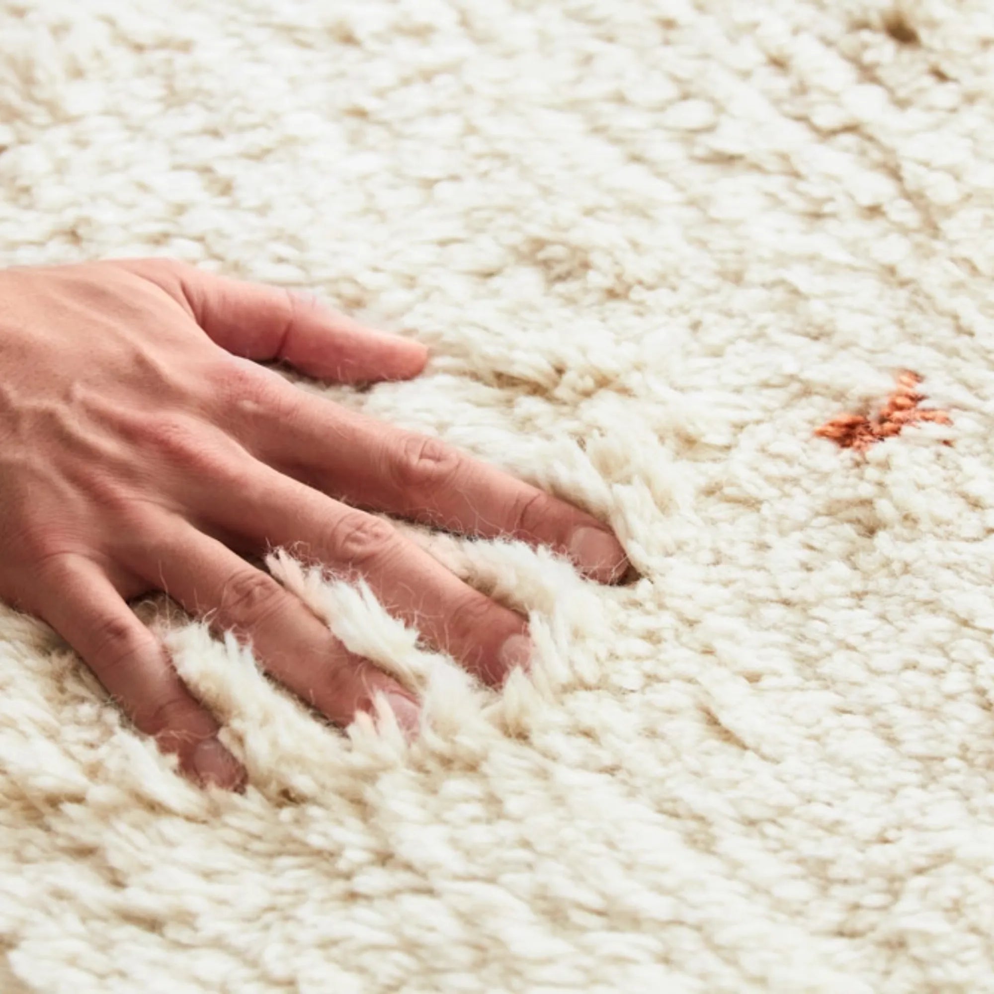 Handwoven Ravi Wool Rug in warm earth tones, featuring intricate geometric patterns