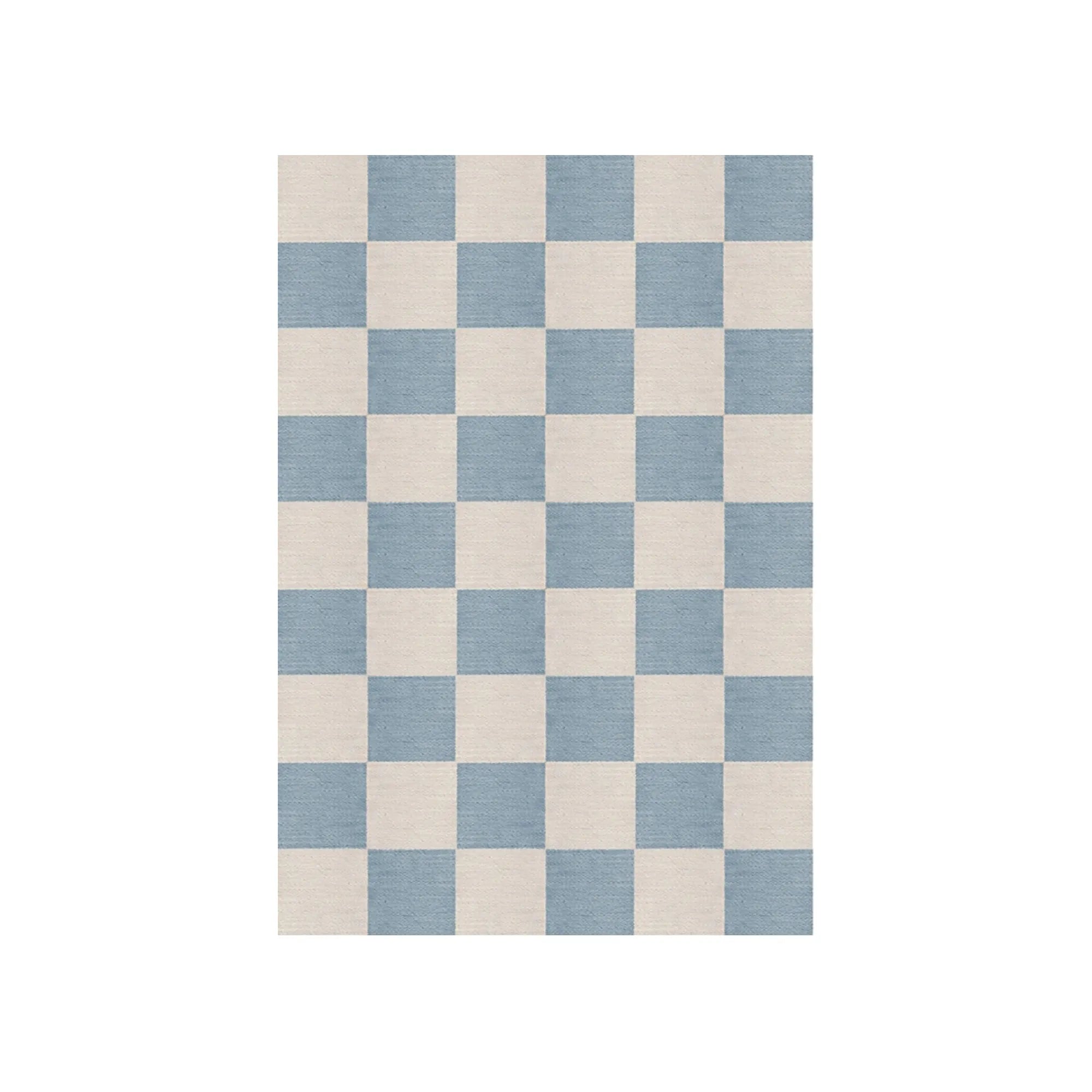 Handcrafted Chess Wool Rug in Black and White Geometric Pattern for Living Room Decor 