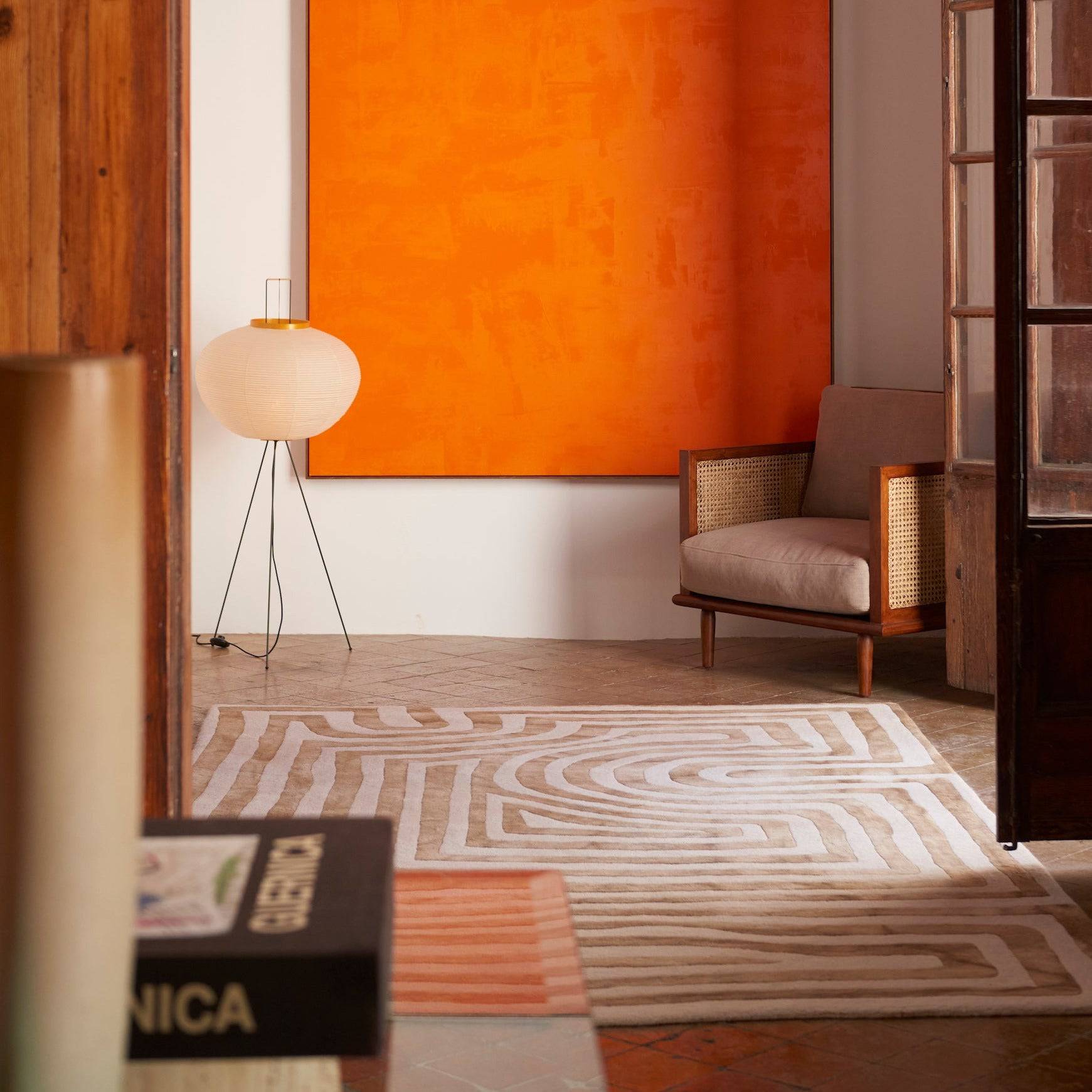 Psychedelic Labyrinth Beige Dip Dye Rug - THAT COOL LIVING